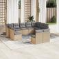 Preview: ARDEBO.de - 11-tlg. Garten-Sofagarnitur mit Kissen Beige Poly Rattan