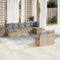 Preview: ARDEBO.de - 9-tlg. Garten-Sofagarnitur mit Kissen Beige Poly Rattan