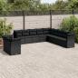 Preview: ARDEBO.de - 11-tlg. Garten-Sofagarnitur mit Kissen Schwarz Poly Rattan