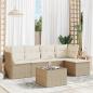 Preview: ARDEBO.de - 6-tlg. Garten-Sofagarnitur mit Kissen Beige Poly Rattan