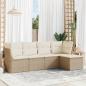 Preview: ARDEBO.de - 5-tlg. Garten-Sofagarnitur mit Kissen Beige Poly Rattan