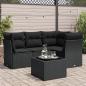 Preview: ARDEBO.de - 5-tlg. Garten-Sofagarnitur mit Kissen Schwarz Poly Rattan