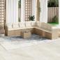 Preview: ARDEBO.de - 10-tlg. Garten-Sofagarnitur mit Kissen Beige Poly Rattan