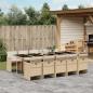 Preview: ARDEBO.de - 11-tlg. Garten-Essgruppe mit Kissen Beige Poly Rattan