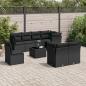 Preview: ARDEBO.de - 9-tlg. Garten-Sofagarnitur mit Kissen Schwarz Poly Rattan