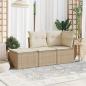 Preview: ARDEBO.de - 3-tlg. Garten-Sofagarnitur mit Kissen Beige Poly Rattan