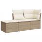 Preview: 3-tlg. Garten-Sofagarnitur mit Kissen Beige Poly Rattan