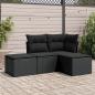 Preview: ARDEBO.de - 4-tlg. Garten-Sofagarnitur mit Kissen Schwarz Poly Rattan