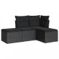 Preview: 4-tlg. Garten-Sofagarnitur mit Kissen Schwarz Poly Rattan