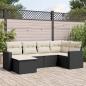 Preview: ARDEBO.de - 6-tlg. Garten-Sofagarnitur mit Kissen Schwarz Poly Rattan