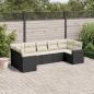 Preview: ARDEBO.de - 7-tlg. Garten-Sofagarnitur mit Kissen Schwarz Poly Rattan