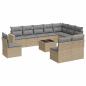 Preview: 11-tlg. Garten-Sofagarnitur mit Kissen Beige Poly Rattan