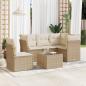 Preview: ARDEBO.de - 6-tlg. Garten-Sofagarnitur mit Kissen Beige Poly Rattan