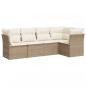 Preview: 5-tlg. Garten-Sofagarnitur mit Kissen Beige Poly Rattan