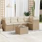 Preview: ARDEBO.de - 6-tlg. Garten-Sofagarnitur mit Kissen Beige Poly Rattan