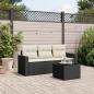 Preview: ARDEBO.de - 4-tlg. Garten-Sofagarnitur mit Kissen Schwarz Poly Rattan