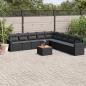 Preview: ARDEBO.de - 10-tlg. Garten-Sofagarnitur mit Kissen Schwarz Poly Rattan