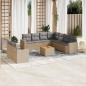 Preview: ARDEBO.de - 10-tlg. Garten-Sofagarnitur mit Kissen Beige Poly Rattan