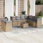 Preview: ARDEBO.de - 10-tlg. Garten-Sofagarnitur mit Kissen Beige Poly Rattan