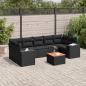 Preview: ARDEBO.de - 8-tlg. Garten-Sofagarnitur mit Kissen Schwarz Poly Rattan