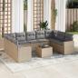 Preview: ARDEBO.de - 10-tlg. Garten-Sofagarnitur mit Kissen Beige Poly Rattan