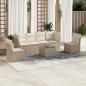 Preview: ARDEBO.de - 7-tlg. Garten-Sofagarnitur mit Kissen Beige Poly Rattan