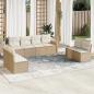 Preview: ARDEBO.de - 9-tlg. Garten-Sofagarnitur mit Kissen Beige Poly Rattan