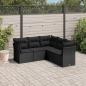 Preview: ARDEBO.de - 5-tlg. Garten-Sofagarnitur mit Kissen Schwarz Poly Rattan