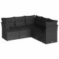 Preview: 5-tlg. Garten-Sofagarnitur mit Kissen Schwarz Poly Rattan