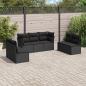 Preview: ARDEBO.de - 7-tlg. Garten-Sofagarnitur mit Kissen Schwarz Poly Rattan