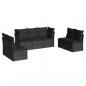 Preview: 7-tlg. Garten-Sofagarnitur mit Kissen Schwarz Poly Rattan