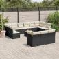 Preview: ARDEBO.de - 14-tlg. Garten-Sofagarnitur mit Kissen Schwarz Poly Rattan