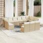 Preview: ARDEBO.de - 14-tlg. Garten-Sofagarnitur mit Kissen Beige Poly Rattan