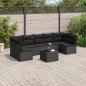 Preview: ARDEBO.de - 8-tlg. Garten-Sofagarnitur mit Kissen Schwarz Poly Rattan