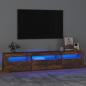 Preview: ARDEBO.de - TV-Schrank mit LED-Leuchten Räuchereiche 195x35x40 cm