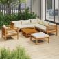 Preview: ARDEBO.de - 8-tlg. Garten-Lounge-Set mit Creme Kissen Massivholz Akazie