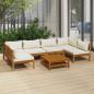 Preview: ARDEBO.de - 7-tlg. Garten-Lounge-Set mit Creme Kissen Massivholz Akazie