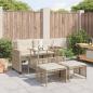 Preview: ARDEBO.de - 4-tlg. Garten-Sofagarnitur mit Kissen Beige Poly Rattan Glas