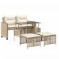 Preview: 4-tlg. Garten-Sofagarnitur mit Kissen Beige Poly Rattan Glas