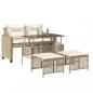 Preview: 4-tlg. Garten-Sofagarnitur mit Kissen Beige Poly Rattan Glas