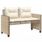 Preview: 4-tlg. Garten-Sofagarnitur mit Kissen Beige Poly Rattan Glas