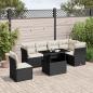 Preview: ARDEBO.de - 7-tlg. Garten-Sofagarnitur mit Kissen Schwarz Poly Rattan