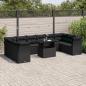 Preview: ARDEBO.de - 11-tlg. Garten-Sofagarnitur mit Kissen Schwarz Poly Rattan