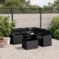 Preview: ARDEBO.de - 6-tlg. Garten-Sofagarnitur mit Kissen Schwarz Poly Rattan