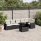 Preview: ARDEBO.de - 7-tlg. Garten-Sofagarnitur mit Kissen Schwarz Poly Rattan