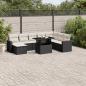 Preview: ARDEBO.de - 9-tlg. Garten-Sofagarnitur mit Kissen Schwarz Poly Rattan