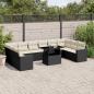 Preview: ARDEBO.de - 11-tlg. Garten-Sofagarnitur mit Kissen Schwarz Poly Rattan