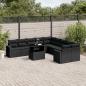 Preview: ARDEBO.de - 11-tlg. Garten-Sofagarnitur mit Kissen Schwarz Poly Rattan