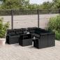 Preview: ARDEBO.de - 9-tlg. Garten-Sofagarnitur mit Kissen Schwarz Poly Rattan