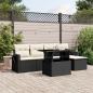 Preview: ARDEBO.de - 6-tlg. Garten-Sofagarnitur mit Kissen Schwarz Poly Rattan